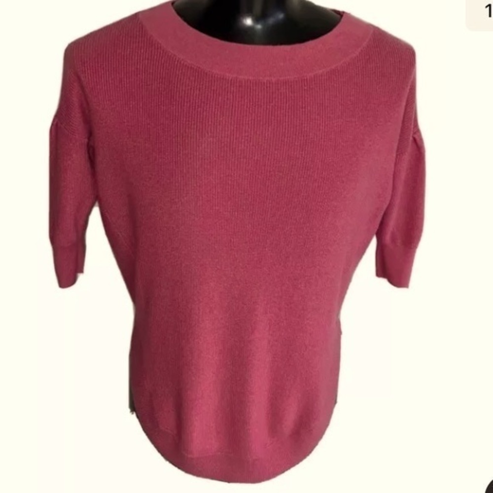 Express Women’s Cotton Blend 1/2 Sleeve Scoop Neck Sweater Small Side Slits